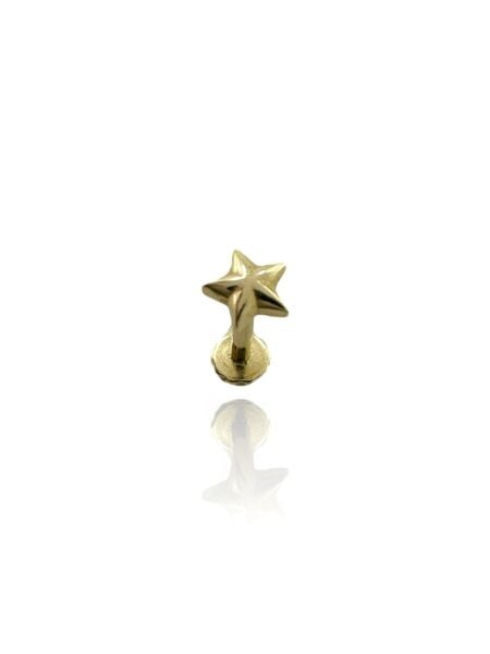 Taşsız Minik Yıldız Tragus Küpe 14 Ayar Altın
