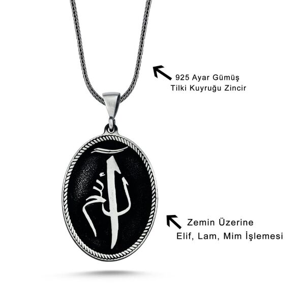 Elif Lam Mim 60 cm 925 Gümüş Kolye