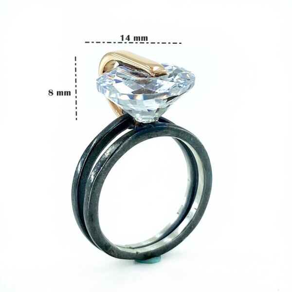 El Üretim Özel Tasarım Büyük Zirkon Taş Otantik 925 Gümüş Yüzük