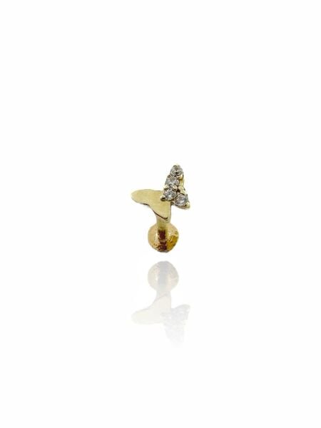Minik Kelebek Tragus Küpe 14 Ayar Altın