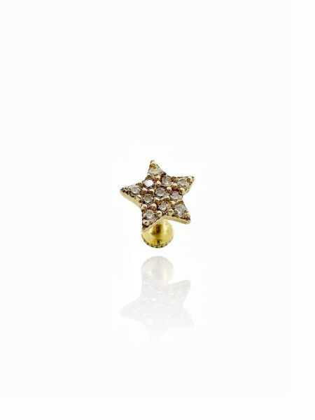 Yıldız Tragus Küpe 14 Ayar Altın