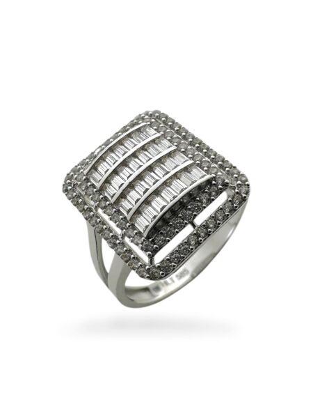 Üst Kalite Baget Kırıntı Pırlanta Model Beyaz Altın 14 Ayar Yüzük