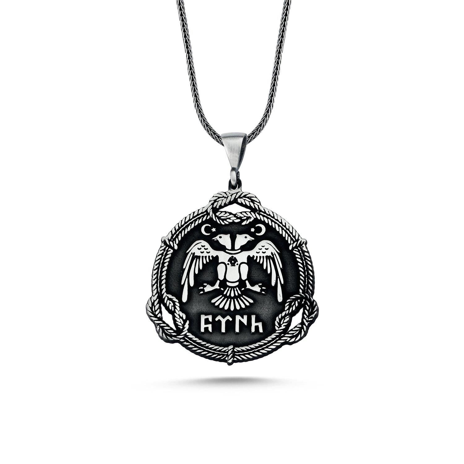 Çift Başlı Kartal Selçuklu Devleti 60 cm 925 Gümüş Kolye