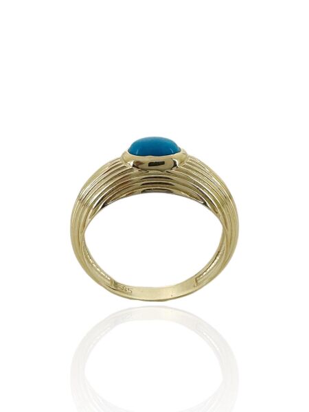 14 Ayar Altın Firuze Taşlı Üst Kalite Özel Tasarım Yüzük