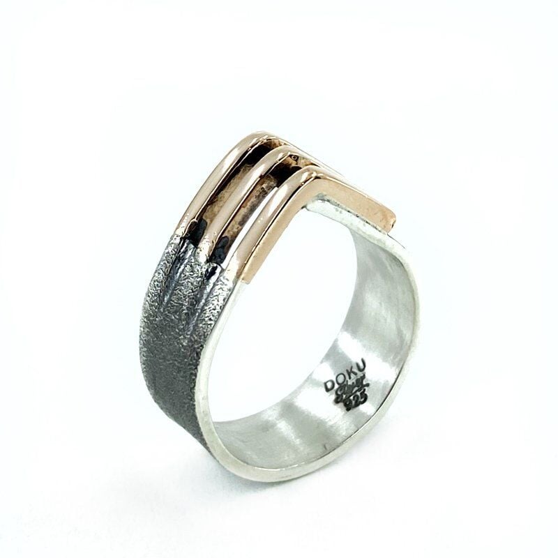 El Üretim Çatı Tasarım Taşsız Otantik 925 Gümüş Yüzük