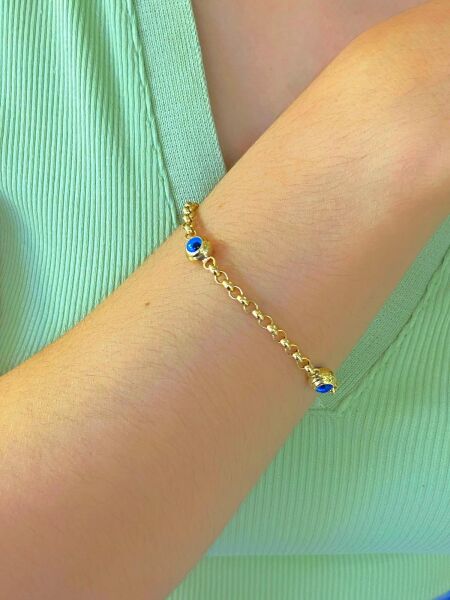 14 Ayar Altın Cam Göz Boncuk Efsane Model Günlük Bileklik