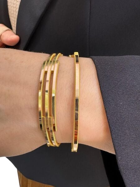 Ajda 3 Kollu Kaburga Kelepçe 14 Ayar Altın Bilezik