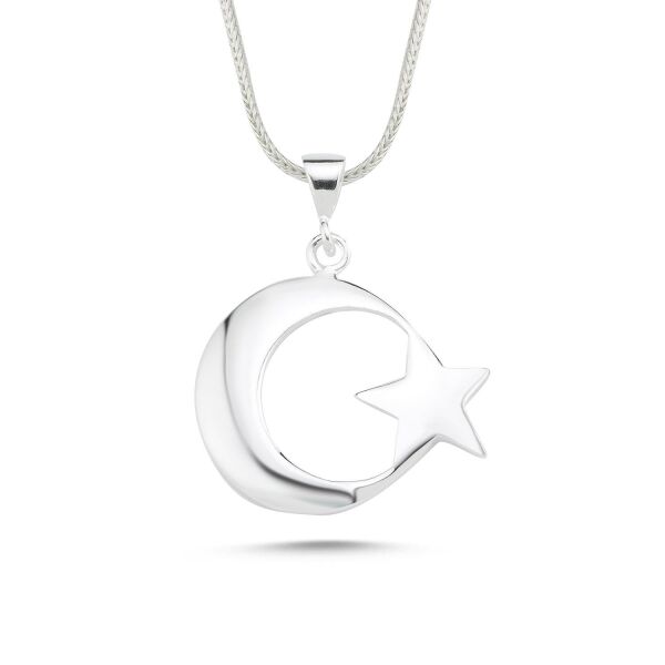 Düz Ayyıldız Özel Tasarım 60 cm 925 Gümüş Kolye