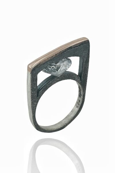 Zirkon Taş El Üretimi Özel Tasarım 925 Gümüş Yüzük