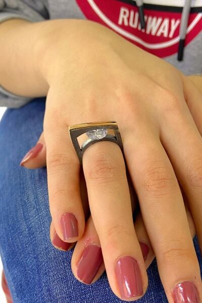 Zirkon Taş El Üretimi Özel Tasarım 925 Gümüş Yüzük