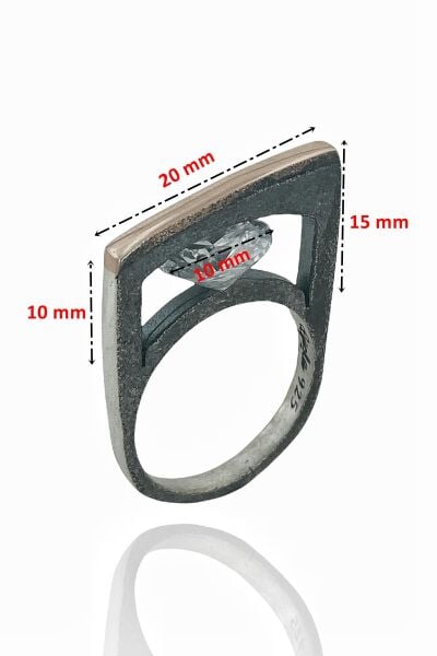 Zirkon Taş El Üretimi Özel Tasarım 925 Gümüş Yüzük