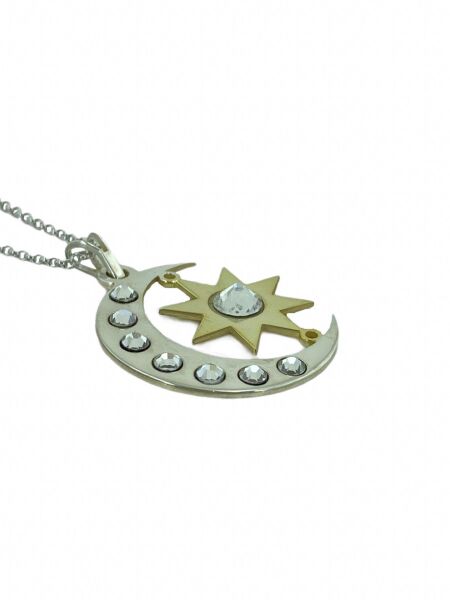 Soy Luna Özel Tasarım Ay ve Güneş Gümüş 925 Ayar Kolye