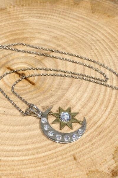 Soy Luna Özel Tasarım Ay ve Güneş Gümüş 925 Ayar Kolye