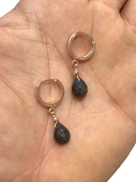 Doğal Damla Zümrüt Taşlı 925 Ayar Gümüş Küpe