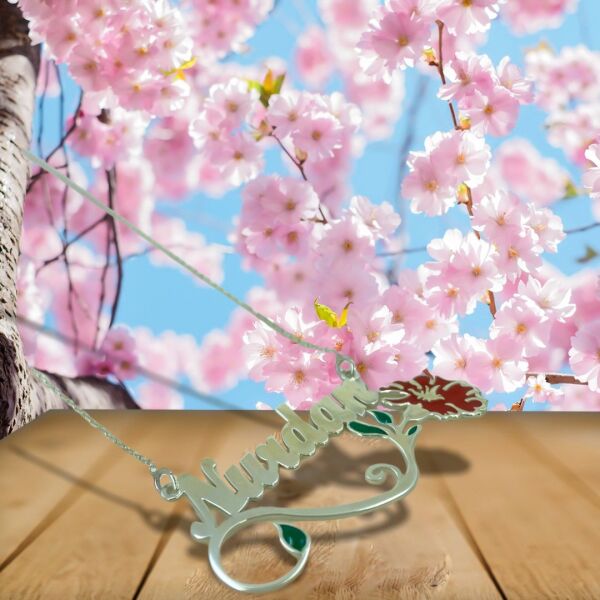 Karanfil Çiçekli İsimli Kişiye Özel 925 Gümüş İsim Kolye