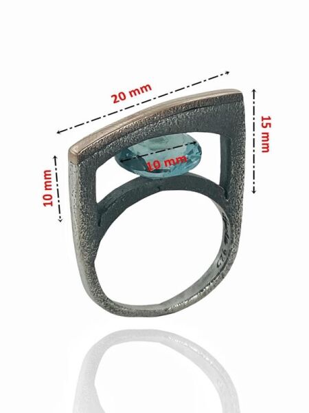 Mavi Topaz Taş El Üretimi Özel Tasarım 925 Gümüş Yüzük