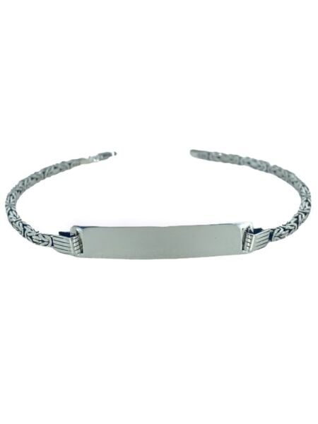 3 mm Kral Zincir Kişiye Özel İsim Yazılır Künye 925 Gümüş Bileklik