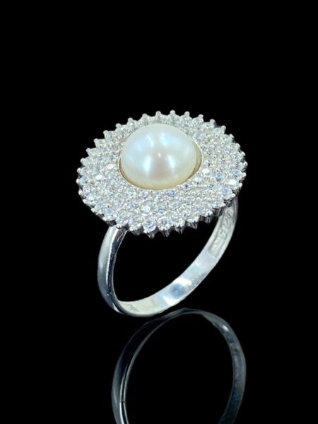 Yeni Altın Modeli İnci Taşlı 925 Gümüş Yüzük