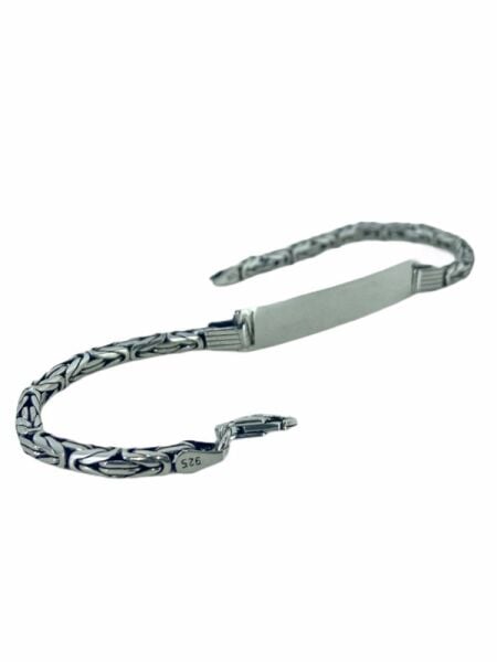 4 mm Kral Zincir Kişiye Özel İsim Yazılır Künye 925 Gümüş Bileklik