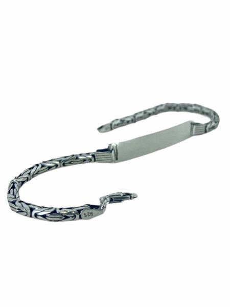 4 mm Köşeli Kral Zincir İsim Yazılır Künye 925 Gümüş Bileklik