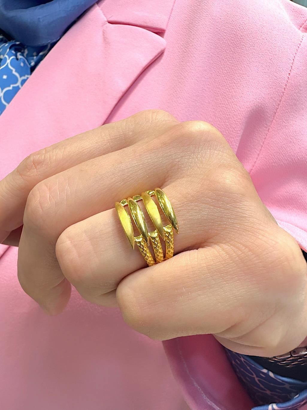 4 Dört Kol Kaburga ÜSt Kalite İşçilik 14 Ayar Altın Yüzük