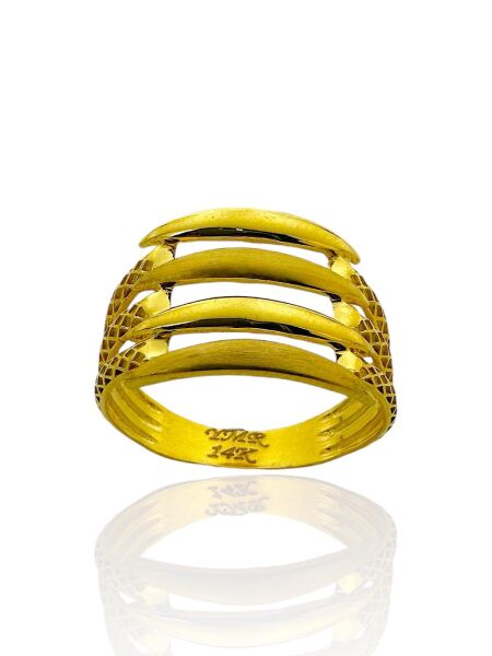 4 Dört Kol Kaburga ÜSt Kalite İşçilik 14 Ayar Altın Yüzük