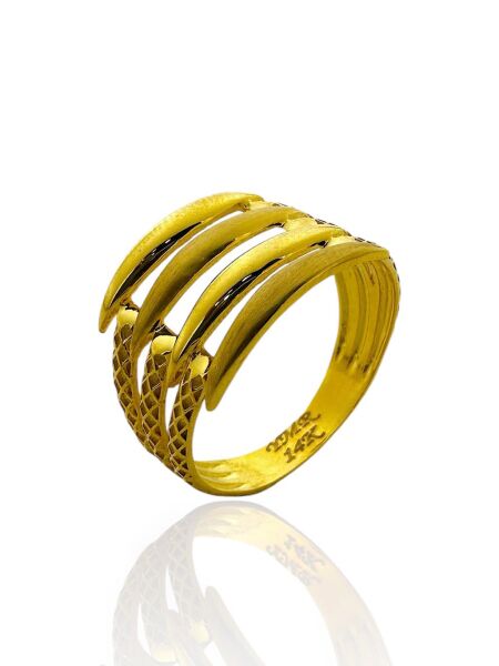 4 Dört Kol Kaburga ÜSt Kalite İşçilik 14 Ayar Altın Yüzük