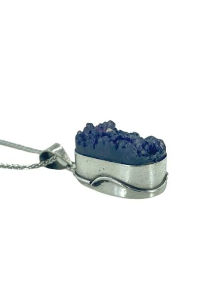 Doğal Parça Ametist  El İşçiliği Otantik 925 Gümüş Kolye