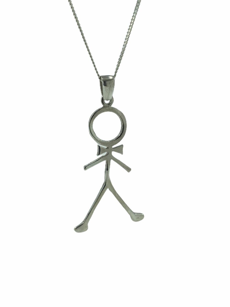 Taşsız Düz Çöp Adam 925 Gümüş Kolye