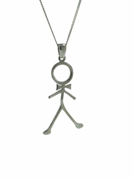 Taşsız Düz Çöp Adam 925 Gümüş Kolye