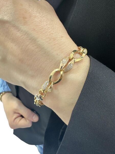 Günlük Hallow Zincir Yoncalı Altın Bileklik