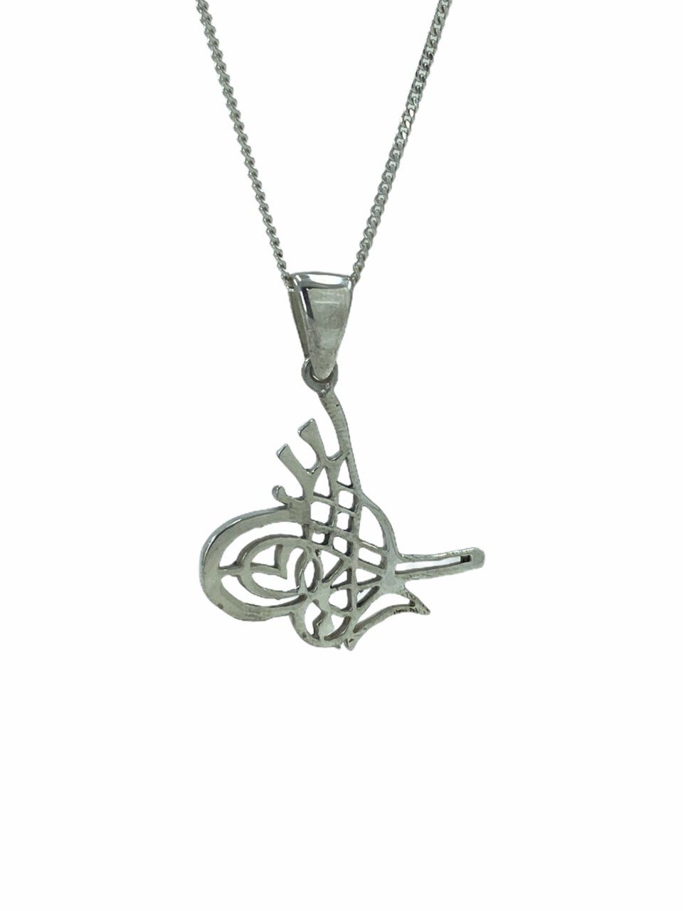 Taşsız Düz Osmanlı Tuğrası 925 Gümüş Kolye