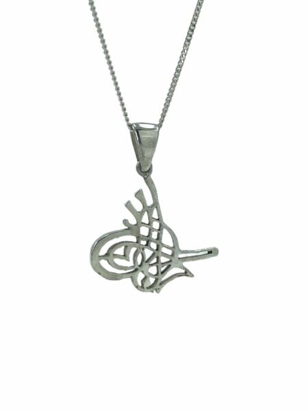 Taşsız Düz Osmanlı Tuğrası 925 Gümüş Kolye