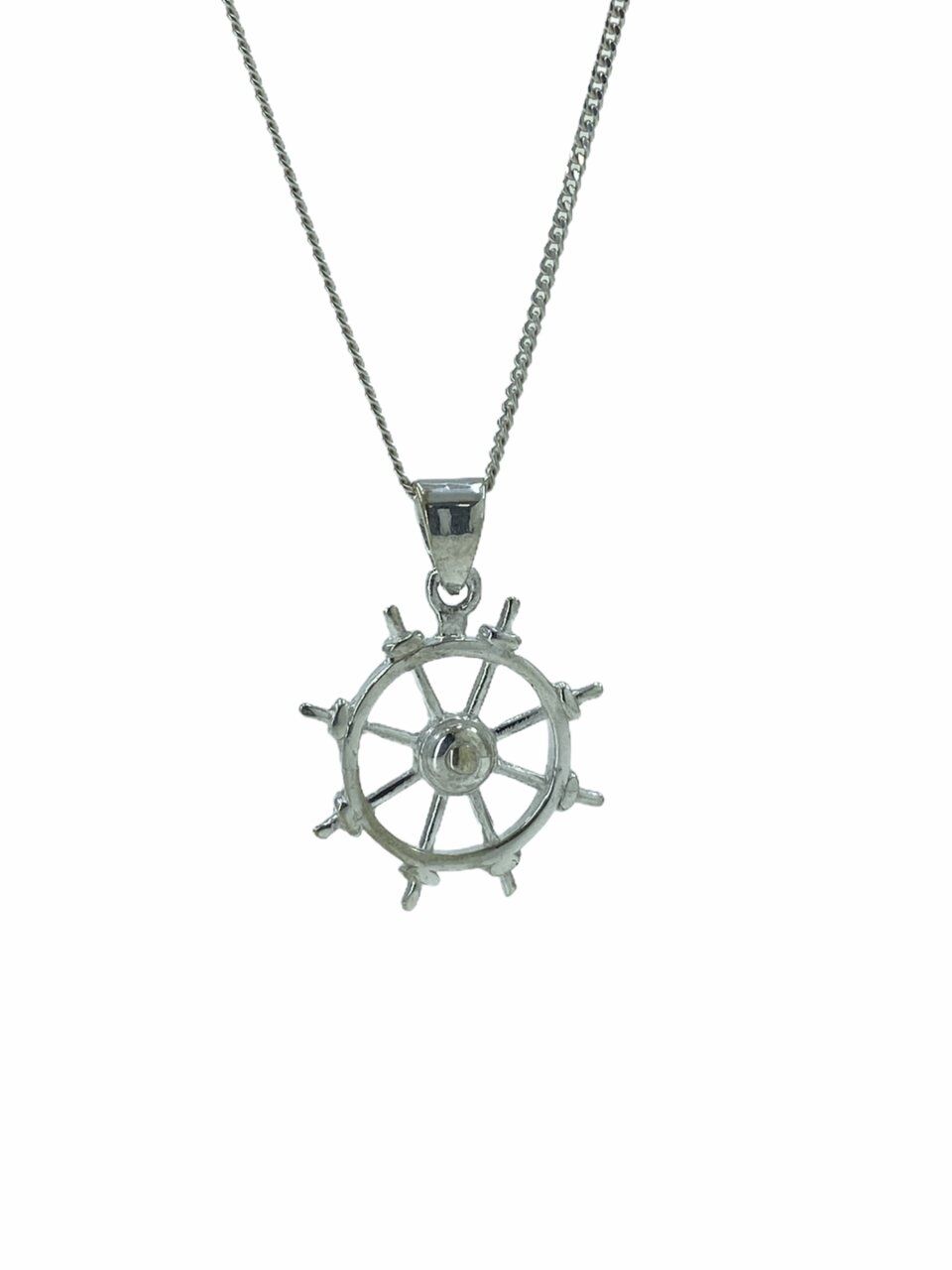 Taşsız Düz Parlak Dümen Denizci 925 Gümüş Kolye