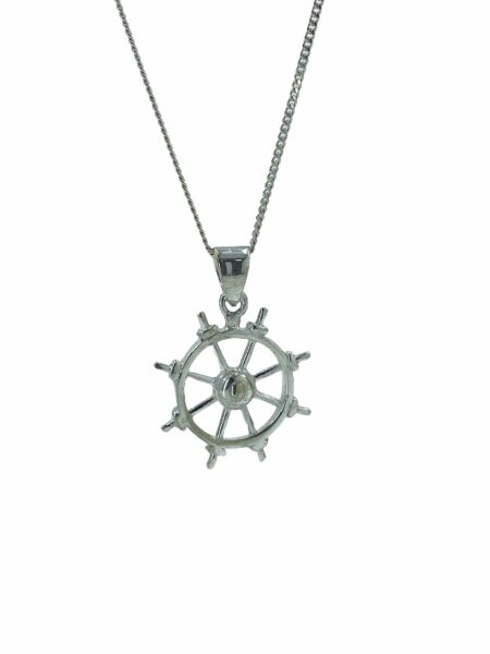 Taşsız Düz Parlak Dümen Denizci 925 Gümüş Kolye