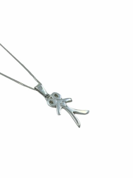 Taşsız Düz Çöp Adam Kız Sevgili 925 Gümüş Kolye