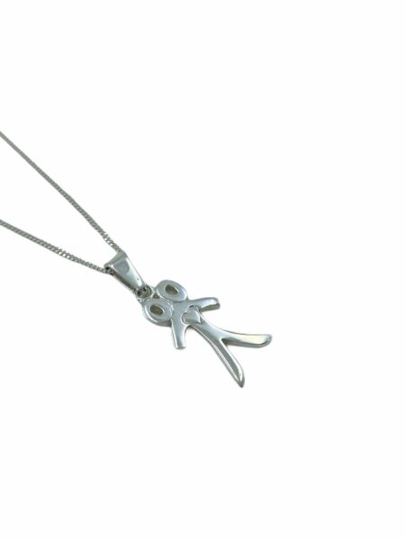 Taşsız Düz Çöp Adam Kız Sevgili 925 Gümüş Kolye