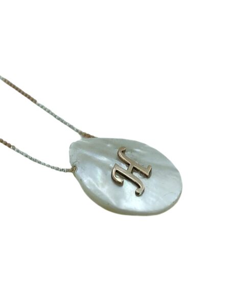 Doğal Damla Sedef Taşlı Kişiye Özel Harfli 925 Gümüş Kolye