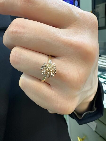 Üst Kalite İtalyan Dorikalı Kirpi Model 14 Ayar Altın Yüzük