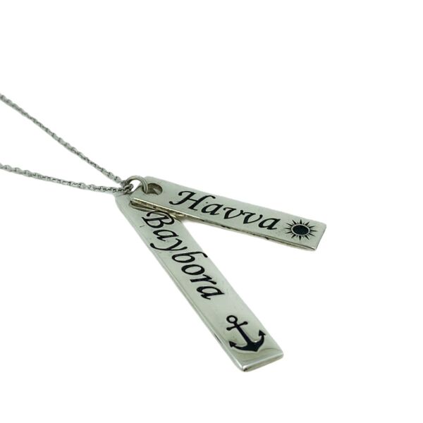 Yeni İsimli Çapa Dümen Tasarım Denizci Gümüş Kolye