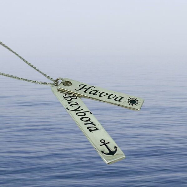 Yeni İsimli Çapa Dümen Tasarım Denizci Gümüş Kolye