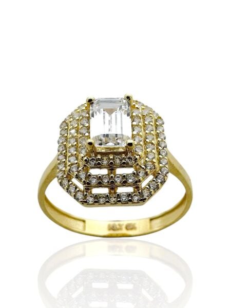 Kırıntı Baget Zirkon Altın Yüzük