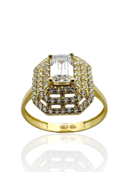 Kırıntı Baget Zirkon Altın Yüzük