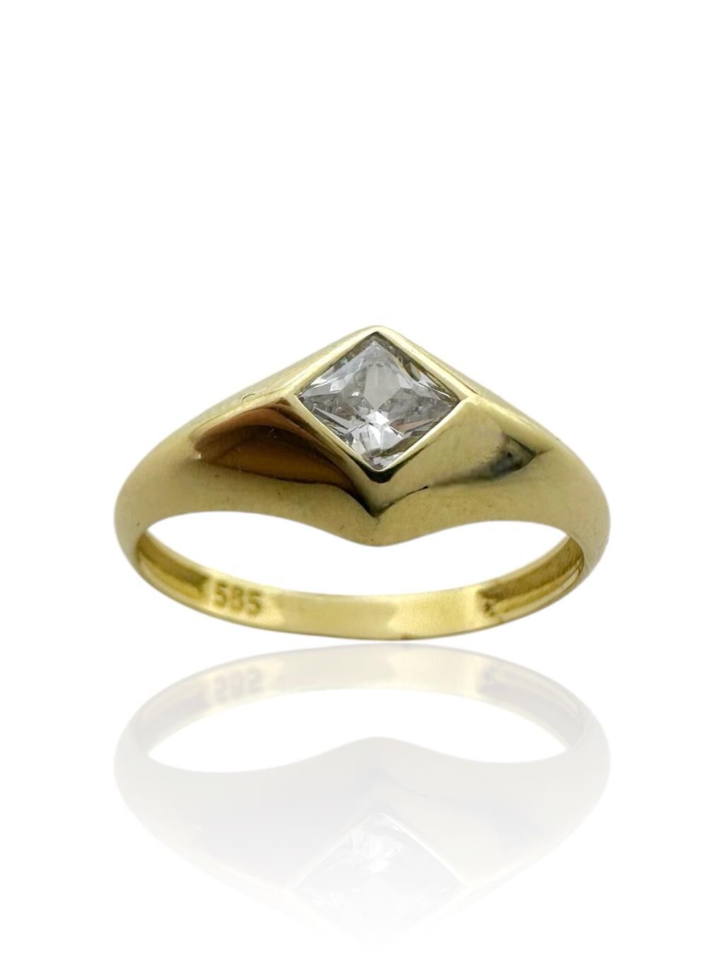 Üst Kalite Tarz Şövalye Baget Tek Zirkon Taş 14 Ayar Altın Yüzük