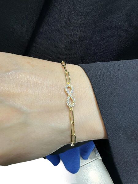 İtalyan Ataç Zincir Sonsuzluk Çok Şık Altın Bileklik