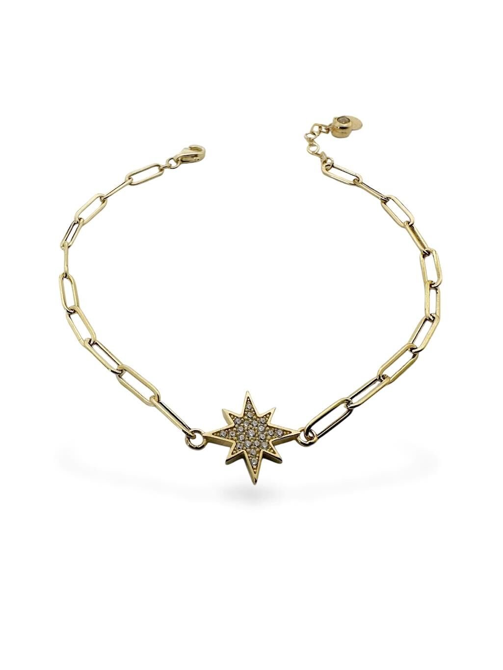 İtalyan Ataç Zincir Kutup Yıldızı Çok Şık Altın Bileklik