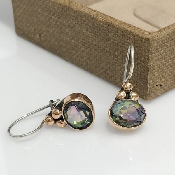 Mistik Topaz Taş Tamamı El Üretimi Gümüş Küpe