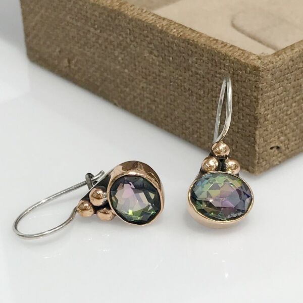 Mistik Topaz Taş Tamamı El Üretimi Gümüş Küpe