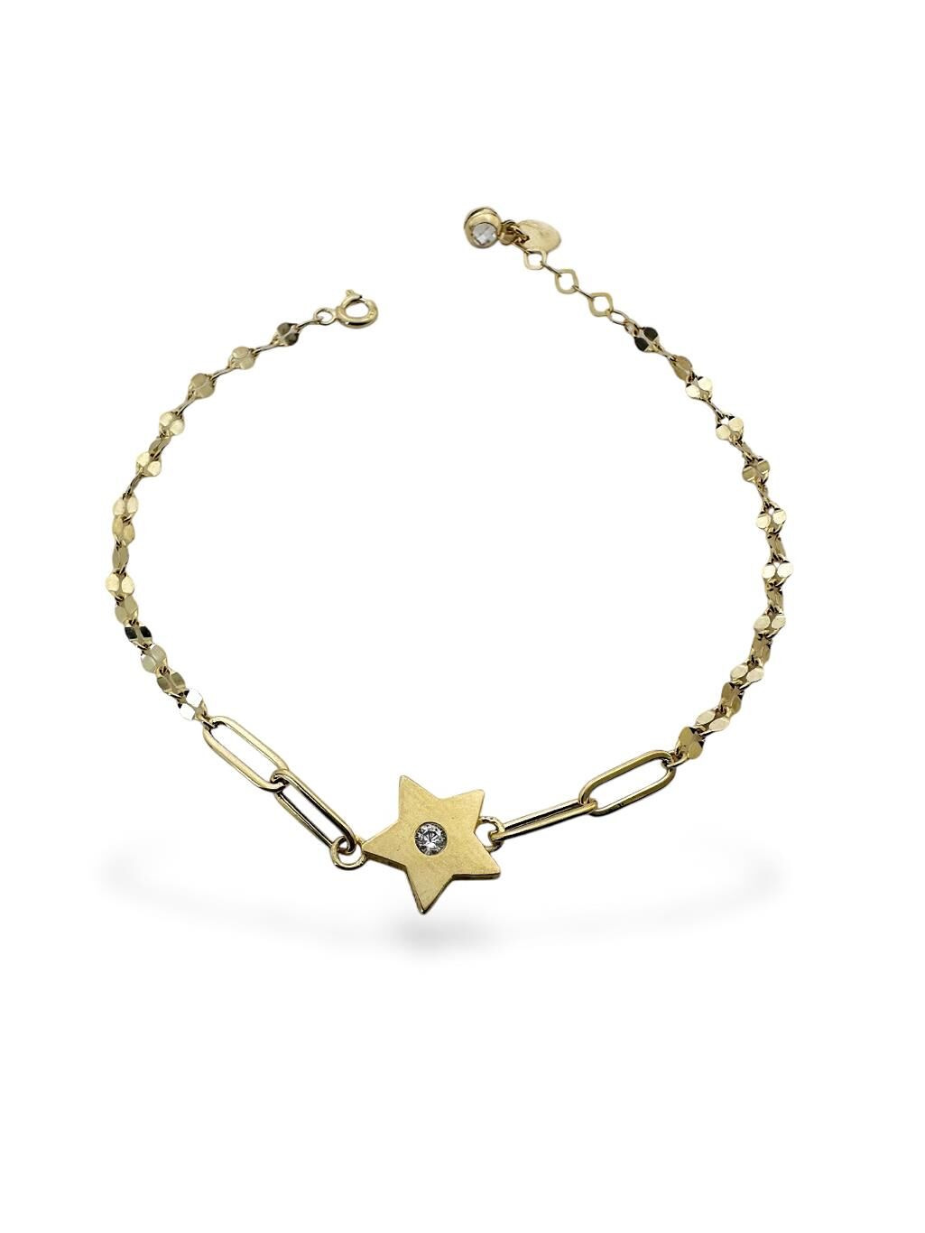 İtalyan Işıltılı Ataç Tek Taş Yıldız Çok Şık Altın Bileklik