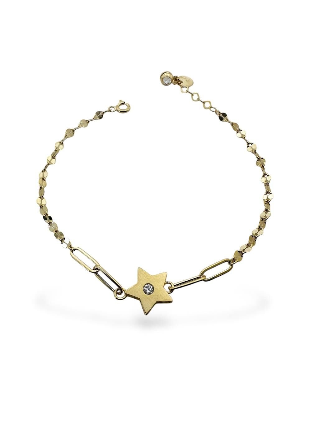 İtalyan Işıltılı Ataç Tek Taş Yıldız Çok Şık Altın Bileklik